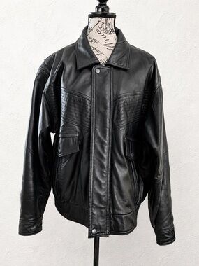 Vintage Deerskin Black Leather Bomber Jacket Women’s Size M